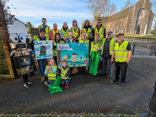 Some of the large group that turned out for a Ballintubber Tidy Towns Spring Clean in Ballintubber last week. Pic: Liam Reynolds