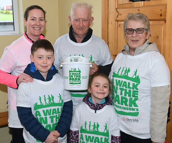 Aoife, Dylan and Lauren Brides, Oran, with Larry and Loretto Curley, Creggs, at the annual Parkinson’s Ireland Roscommon Walk at Rockfield Oran. Pic: Gerard O’Loughlin 