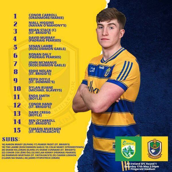 The Roscommon match-day 26 for Saturday's All-Ireland SFC game against Kerry in Killarney. Graphic: Roscommon GAA