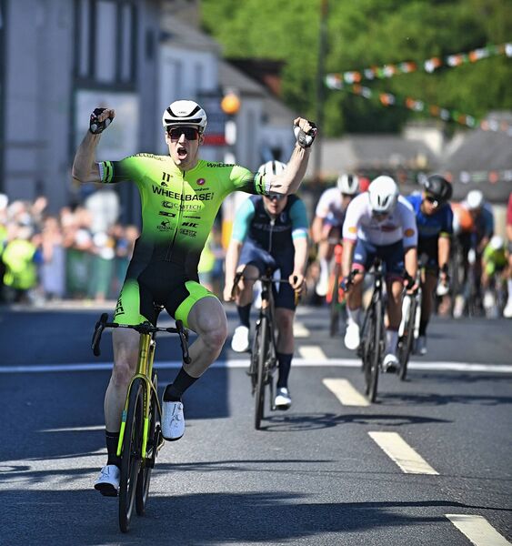Tim Shoreman (Wheelbase-Cabtech-Castelli) winning the opening stage of the Rás Tailteann in Boyle on Wednesday afternoon. Picture: Gerard O'Loughlin