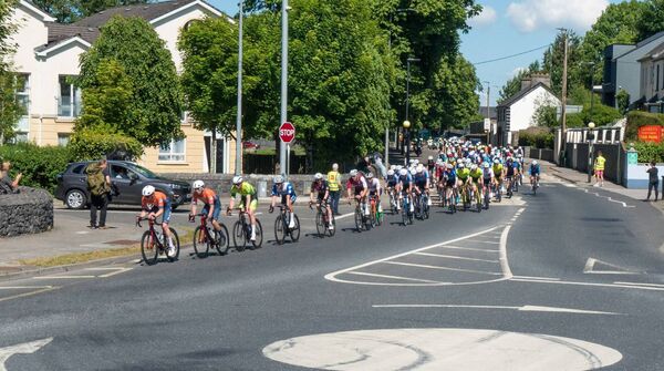 The Rás Tailteann passing through Cortober upon leaving Carrick-on-Shannon and on towards the Stage One finish in Boyle on Wednesday afternoon. Picture: Gerry Faughnan