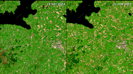 Satellite images reveal change in Irish landscape due to dry conditions