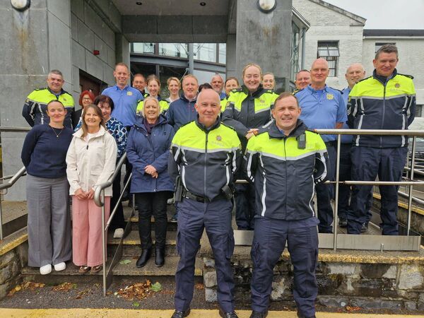 Garda John O'Connor, Inspector David Cryan and their colleagues at Roscommon Garda Station. Garda John O'Connor, Inspector David Cryan and their colleagues at Roscommon Garda Station.