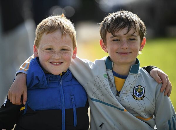 Four Roads supporters Mark Nally and Simon Coyle getting behind their team during Sunday evening's county junior hurling championship final against St. Dominic's in Creggs. Picture: Gerard O'Loughlin Four Roads supporters Mark Nally and Simon Coyle getting behind their team during Sunday evening's county junior hurling championship final against St. Dominic's in Creggs. Picture: Gerard O'Loughlin