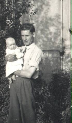 Josephine with her father Kevin at The Waldrons, Croydon in 1952.