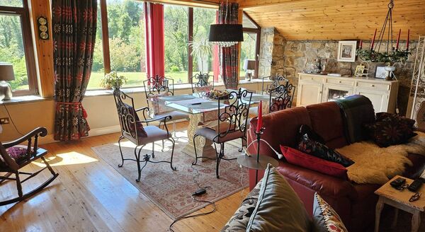 The dining room offers superb views of the garden.