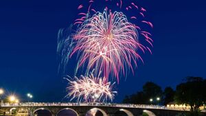 Spectacular fireworks display lights up night sky