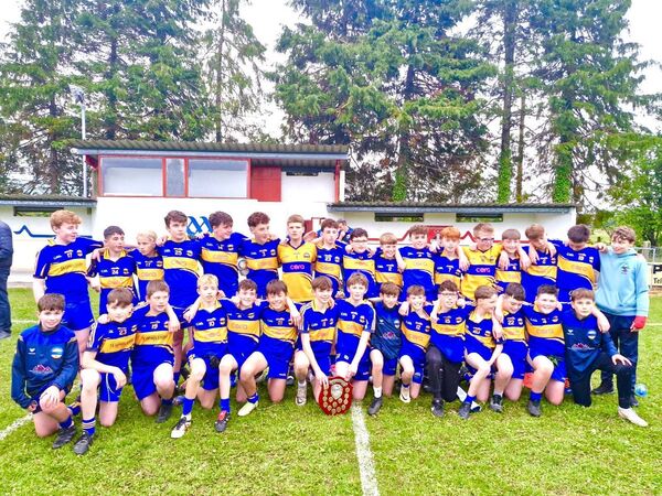 The Kilmore/Shannon Gaels U-14 boys’ football panel celebrate their recent Division Two League title success against Michael Glaveys/Éire Óg. The Kilmore/Shannon Gaels U-14 boys’ football panel celebrate their recent Division Two League title success against Michael Glaveys/Éire Óg.