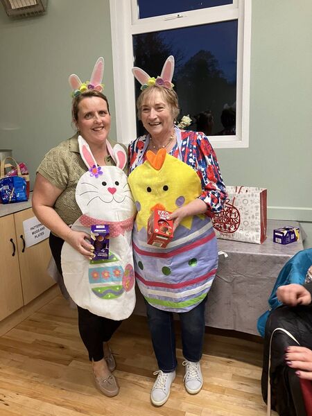 Mary McDermott and Kathleen O’Connor who arrived at a Ladies Club gathering in Kilmovee laden down with scrumptious goodies for everybody. Pic: Maureen Dillon 