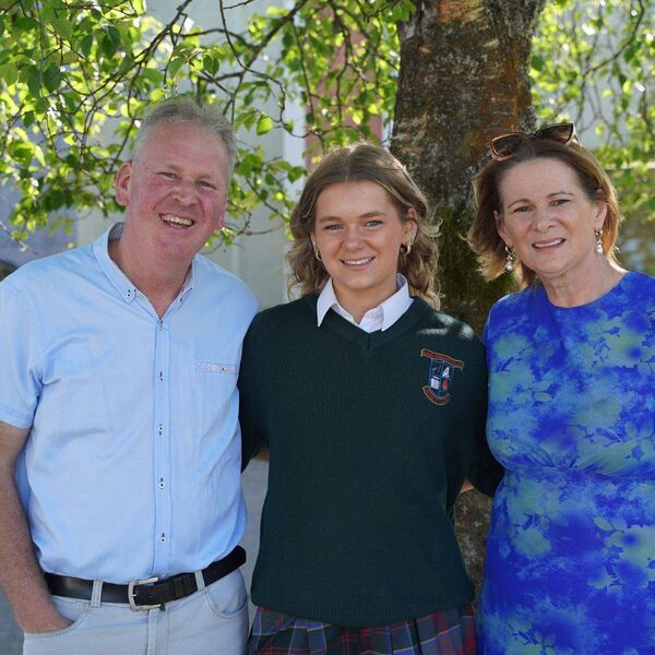 At the Leaving Cert 2025 graduation ceremony at Elphin Community College Eimear Glancy received the Principal's Award. Eimear is pictured here with her parents Des and Sarah Glancy. 