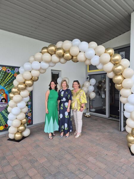 Retired Cloonakilla NS principal Mary O'Rourke pictured with Deputy Principal Siobhan McCabe and school secretary, Maria Derwin.