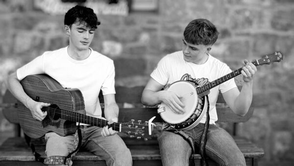 Pictured during the launch of the Connacht Fleadh in Ballinasloe were Jack Ryan and Fionnán Seale. Pic: Anthony Dolan 