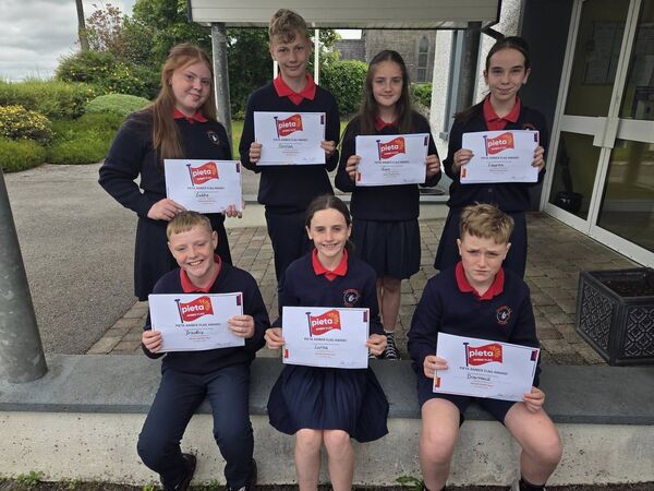 Certs were presented to pupils at Clooneyquinn NS last week for various achievements over the past year.