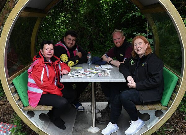 Martina Kennedy, David Skurous, Ciarán O’Meara and Aisling Dunne, Healthy County Co-ordinator, Roscommon County Council pictured at a  ‘Steps to Wellness’ event organised by the Shamrock Squad and held at  Strokestown Park last weekend. Pic: Gerard O’Loughlin