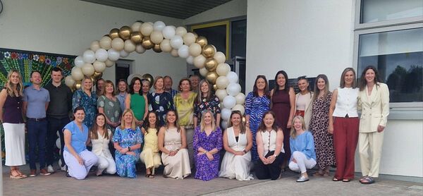 Mary O'Rourke with all staff at Cloonakilla NS on the occasion of her retirement from the school last week.