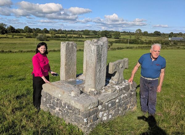 Jacina Greene Beatty with landowner Seamus Morris. Jacina Greene Beatty with landowner Seamus Morris.