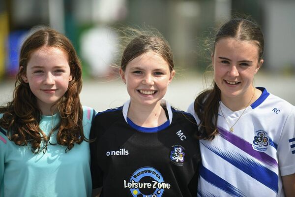 Mia Connaughton, Ciara Keogh and Ruby Corcoran, St. Dominic’s, supporting their team during the recent senior hurling championship game against Four Roads in Ballyforan. Picture: Gerard O’Loughlin 