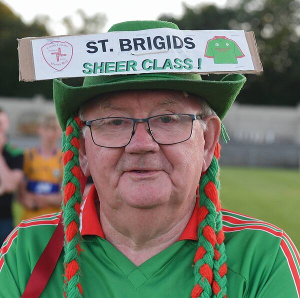 St. Brigid's supporter, Jimmy Halpin, nailing his colours to the mast during his team's recent O'Rourke Cup final against Roscommon Gaels in Kiltoom. Picture: Gerard O'Loughlin