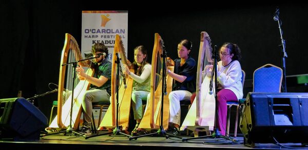 Harpists pictured at the opening night of the 45th O'Carolan Harp Festival and Summer School. Pic: David Knight