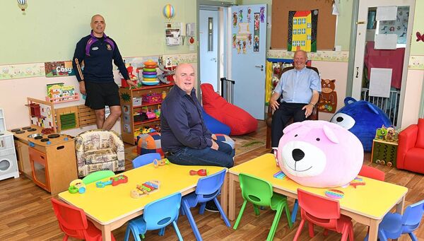Gareth Carroll, chairperson Roscommon Gaels; Mark Gannon Image Furnishings and Anthony Doolan, chairman, Lisnamult Residents’ Association pictured at Greenfields Creche at Lisnamult. Pic: Gerard O’Loughlin Gareth Carroll, chairperson Roscommon Gaels; Mark Gannon Image Furnishings and Anthony Doolan, chairman, Lisnamult Residents’ Association pictured at Greenfields Creche at Lisnamult. Pic: Gerard O’Loughlin