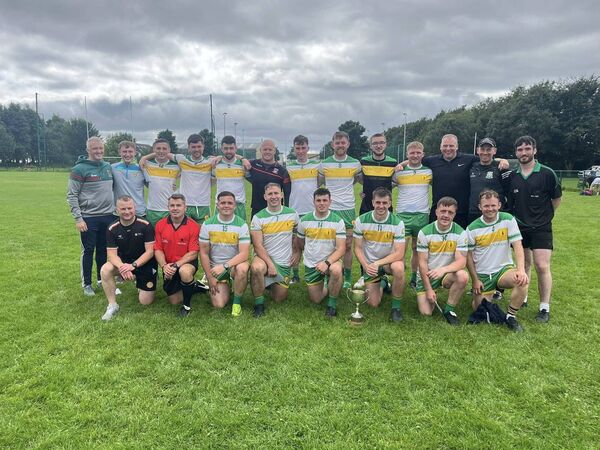 Niall Kilcrann (front row, far left) with the Custume Barracks Gaelic football panel and management that won the Defence Forces Gaelic Football Sevens competition. 