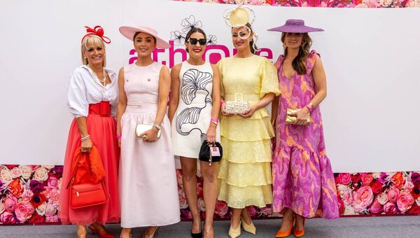 Five finalists in the Athlone Towncentre 'Friday's Most Stylish' at the Galway Races - Laura Deering, Éilis Dempsey, Louisa Murphy, Laura Hanlon and winner Clodagh Cosgrove from Athlone. Pic: INPHO/Morgan Treacy Five finalists in the Athlone Towncentre 'Friday's Most Stylish' at the Galway Races - Laura Deering, Éilis Dempsey, Louisa Murphy, Laura Hanlon and winner Clodagh Cosgrove from Athlone. Pic: INPHO/Morgan Treacy