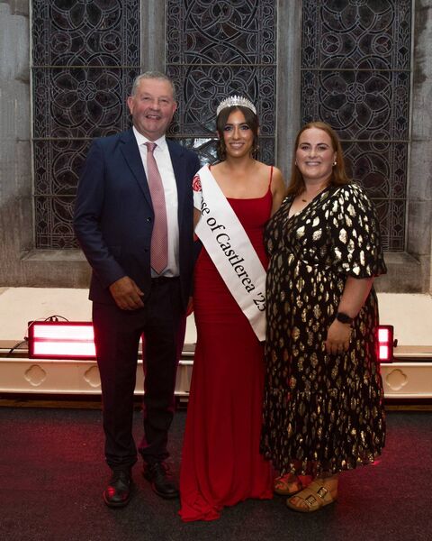 The 2025 Rose of Castlerea Saoirse Webb with the chairperson of Castlerea Rose Festival Paschal Fitzmaurice and secretary Susan Gaynor. The 2025 Rose of Castlerea Saoirse Webb with the chairperson of Castlerea Rose Festival Paschal Fitzmaurice and secretary Susan Gaynor.