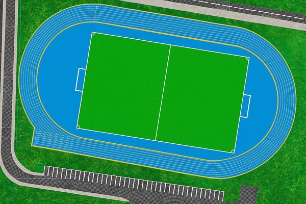 The view of the planned state of the art eight lane track.