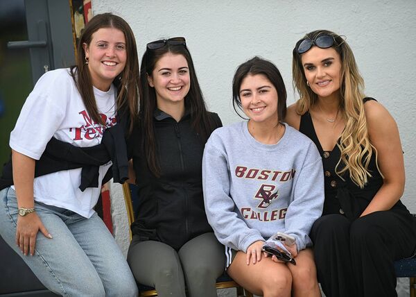 Ruth Doyle (second from right) celebrated her 21st birthday party with cousins and Pádraig Pearses friends, Jane Creavin, Kate Doyle and Teresa Dooley, last weekend. As part of the celebrations, they took in Sunday's senior hurling championship clash between Pádraig Pearses and Tremane in Woodmount. Picture: Gerard O'Loughlin