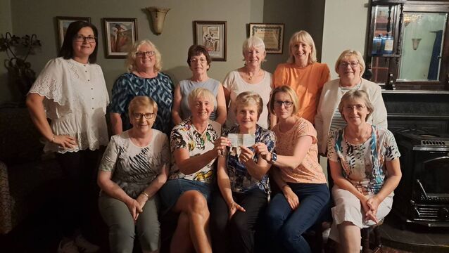 <p>Mary Bennett presenting the cheque to committee members from the Kilglass Sick Children’s Fund, missing from the photo Noreen Corcoran, Una Compton &amp; Sheila Lawe.</p>