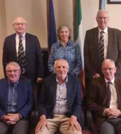 The organising committee: Top L-R: Sean Kilbride Col (Retd), Mary Daly Capt (Retd), John Durnin Lt Col (Retd). Bottom L-R: Johnny Ridge Comdt (Retd), Patrick Ryan Lt Col ( Retd), Gearóid O’Brien.