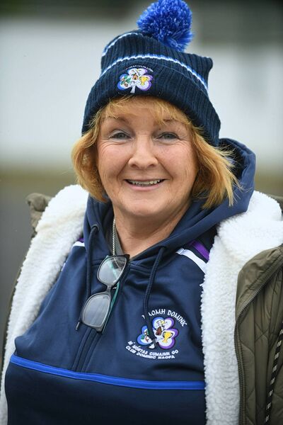 Ann Connaughton decked out in the St. Dominic's colours for last Sunday's senior hurling championship semi-final against Oran at Ballyforan. Picture: Gerard O'Loughlin