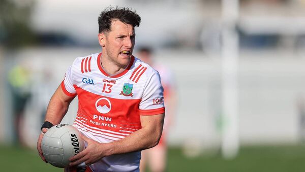 Diarmuid Murtagh kicked three second-half two-pointers to help St. Faithleach's get the better of Michael Glaveys at Rockfield. Picture: Bernie O'Farrell