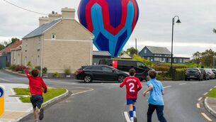 <p>There was great excitement in Croghan when a balloon landed in the village. Pic: Gerry Faughnan </p>