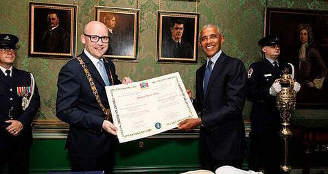 Former US President Barack Obama receives Freedom of the City of Dublin