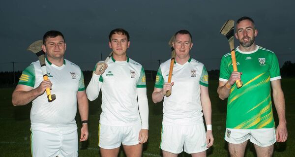 Brian Diffley, Eoghan Grady, Gary Concannon, and Declan Leonard looking forward to Sunday's senior hurling final against Four Roads at King and Moffatt Dr. Hyde Park. 