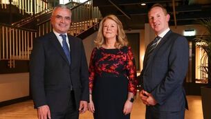 <p>Minister for Social Protection and Minister for Rural and Community Development and the Gaeltacht Dara Calleary, CLS CEO Evelyn O'Toole and IDA Ireland CEO Michael Lohan. Pic: Aengus McMahon Photography</p>