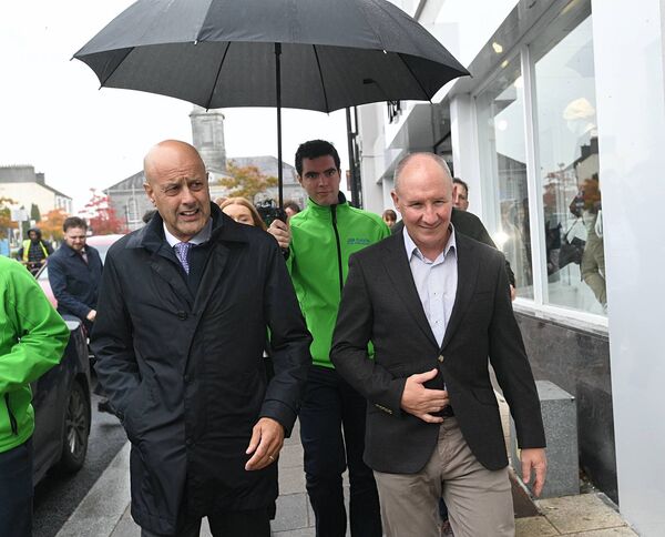 Deputy Martin Daly and presidential candidate Jim Gavin canvassing in Roscommon Town today. 