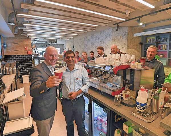 Jim Gavin with Sachin Malhodra at Insomnia coffee house in Roscommon Town.