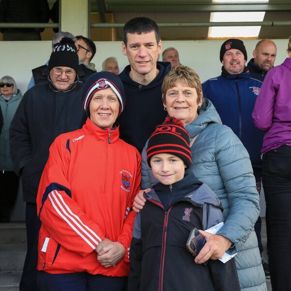 Pádraig Pearses supporter, Luan Kenny, with his father David, Granny Marion and Collette Daly during their side's dramatic senior football championship quarter-final victory against Boyle at Enfield. Picture: Bernie O'Farrell