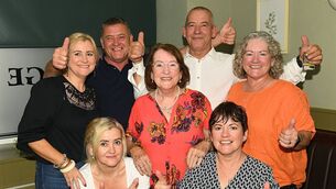 <p>60th birthday party: Kevin Hamilton is pictured here with family members Jennifer, Bridie, and Declan Hamilton and Tracey, Stephanie Igoe and Jacqueline Farragher. Pic: Gerard O’Loughlin</p>