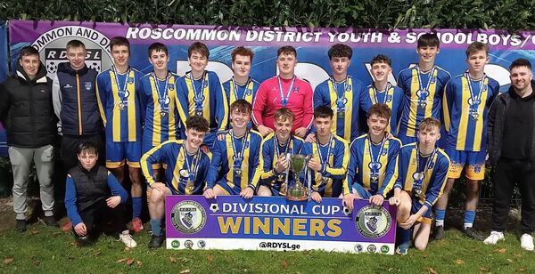 The Cloonfad United U-18 team that were crowned RDYSL Division One Cup winners against Roscommon Town in Lecarrow on Saturday evening. The Cloonfad United U-18 team that were crowned RDYSL Division One Cup winners against Roscommon Town in Lecarrow on Saturday evening.