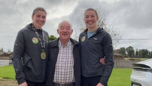<p>Noel pictured with Aoife and Lisa O’Rourke.</p>