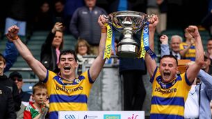 <p>Conor Cosgrove (left) has been named the Nickey Rackard Cup Hurler of the Year. Picture: INPHO/Ben Brady</p>