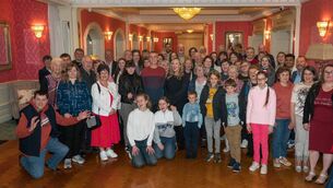 <p>The landmark Hotel proprietors Ciaran and John Kelly hosted a reception for the Carrick Tidy Towns volunteers to thank them for all the efforts they put in. Carrick on Shannon was named Leitrim’s tidiest town in the national competition and the group was awarded their twelfth gold medal. Pictured at front, centre, is John Gaffey, Tidy Towns chairperson and Ciara Maxwell, Sales and Marketing manager in the Landmark Hotel with all the volunteers. Pic – Gerry Faughnan </p>
