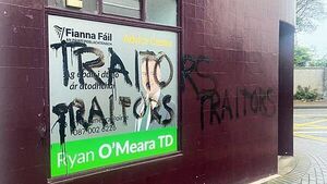Graffiti on office an ‘attempt to intimidate me and my team’, Fianna Fáil TD says Graffiti on office an ‘attempt to intimidate me and my team’, Fianna Fáil TD says