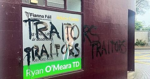 Graffiti on office an ‘attempt to intimidate me and my team’, Fianna Fáil TD says