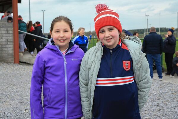 Aoibheann Nicholson and Molly Flanagan supporting the Ballinameen junior footballers against St. Croan's during the recent Junior A football championship final in Strokestown. Picture: Bernie O'Farrell Aoibheann Nicholson and Molly Flanagan supporting the Ballinameen junior footballers against St. Croan's during the recent Junior A football championship final in Strokestown. Picture: Bernie O'Farrell
