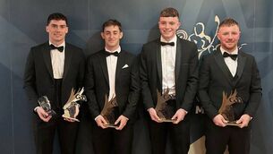 <p>Enda Lawless (far right) helped Meelick/Eyrecourt claim the Galway intermediate hurling title.</p> <p>Enda Lawless (far right) helped Meelick/Eyrecourt claim the Galway intermediate hurling title.</p>