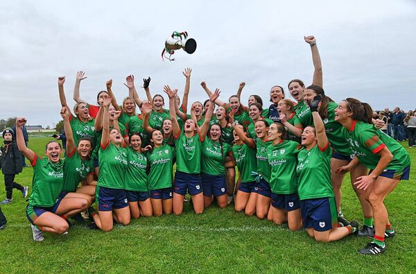 Abbey Curran (front, second from left) and her St. Brigid's team-mates celebrate their recent county senior ladies' football championship triumph against Clann na nGael. Picture: Gerard O'Loughlin Abbey Curran (front, second from left) and her St. Brigid's team-mates celebrate their recent county senior ladies' football championship triumph against Clann na nGael. Picture: Gerard O'Loughlin